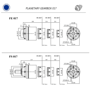 مشخصات ابعادی گیربکس خورشیدی سایز 017