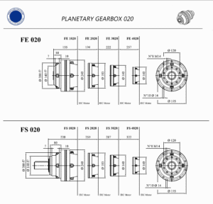 مشخصات ابعادی گیربکس خورشیدی سایز 020